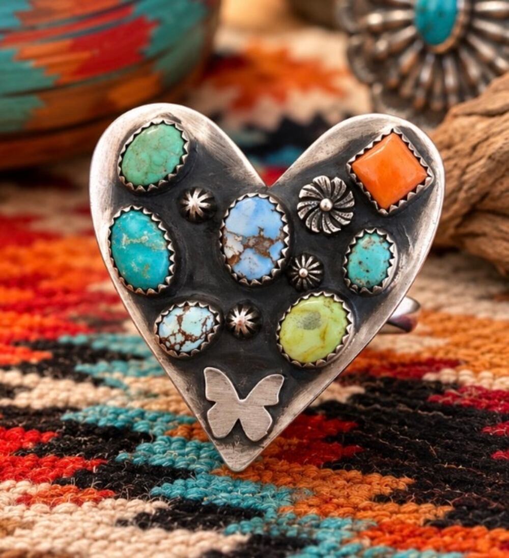 Wow! Turquoise Heart Ring  in Sterling Silver. Stunning!